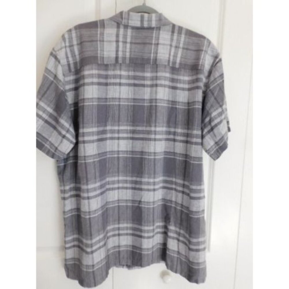 Jack O'Neill XL Collection Plaid Button-Up Grey & White Shirt Men's Linen - Picture 6 of 6